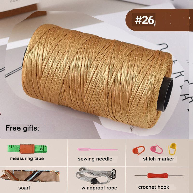 Mercerized Cotton-Linen Flat Yarn 250g – 2.5mm Glossy Cord for Crochet Bags, Hats, Cushions | Free Crochet Tools