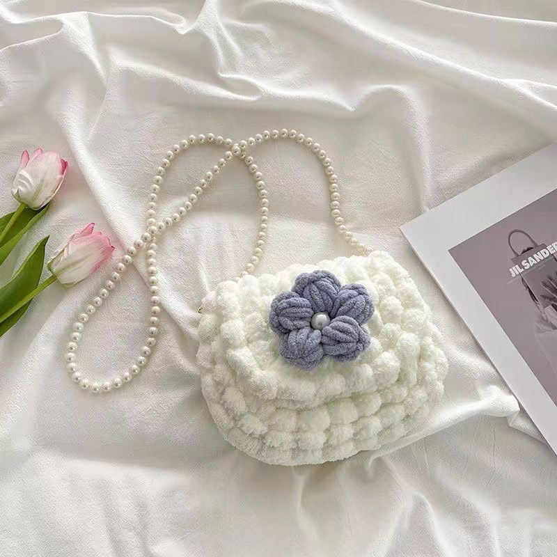 DIY Crochet Saddle Bag Kit with Puff Stitch Flowers (Not Finished Product)