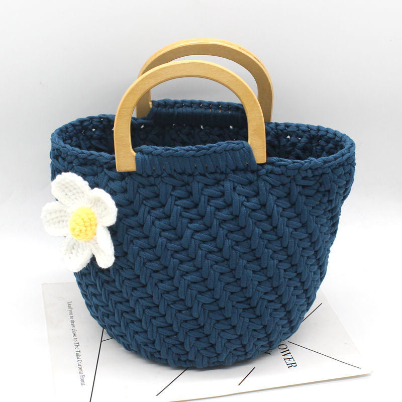 New Wheat Ear Flower Woven Bag DIY Kit (Not Finished Product) | Handmade Crochet Tote