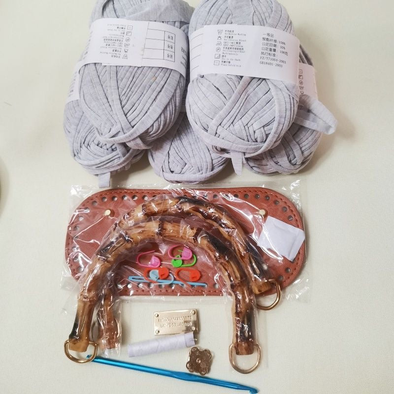 DIY T-Shirt Yarn Crochet Tote Bag Kit | Handmade Woman’s Bag (Not Finished Product)