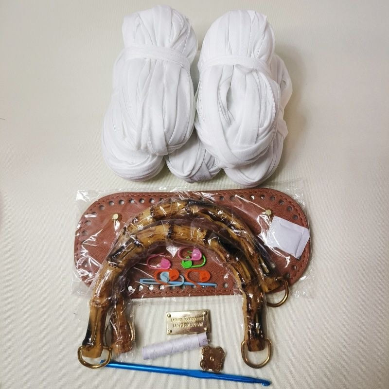 DIY T-Shirt Yarn Crochet Tote Bag Kit | Handmade Woman’s Bag (Not Finished Product)