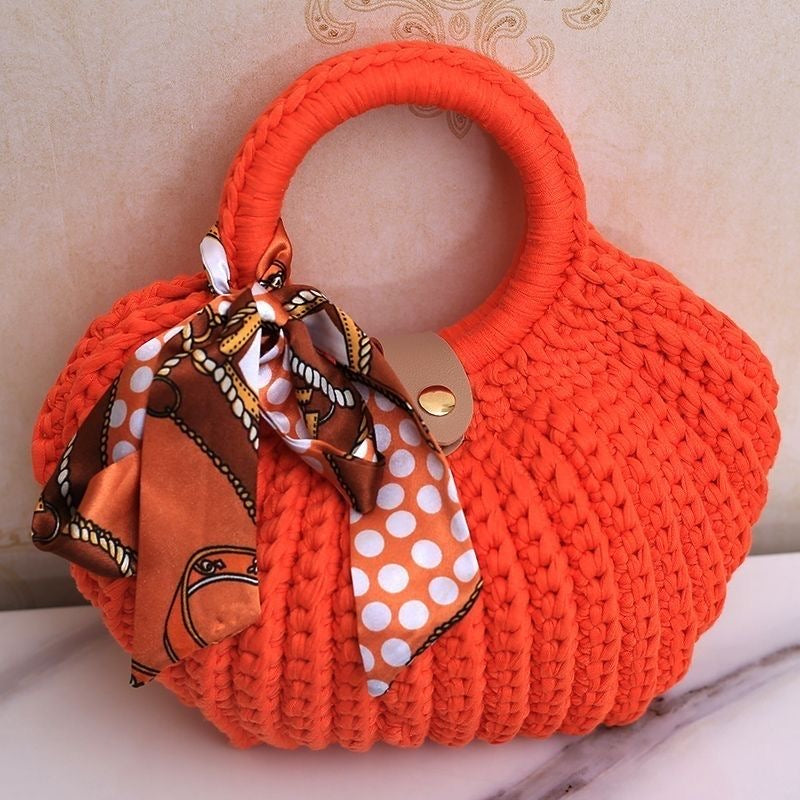Handmade Shell Shape Bag | Chunky Yarn Crochet | With Free Scarf