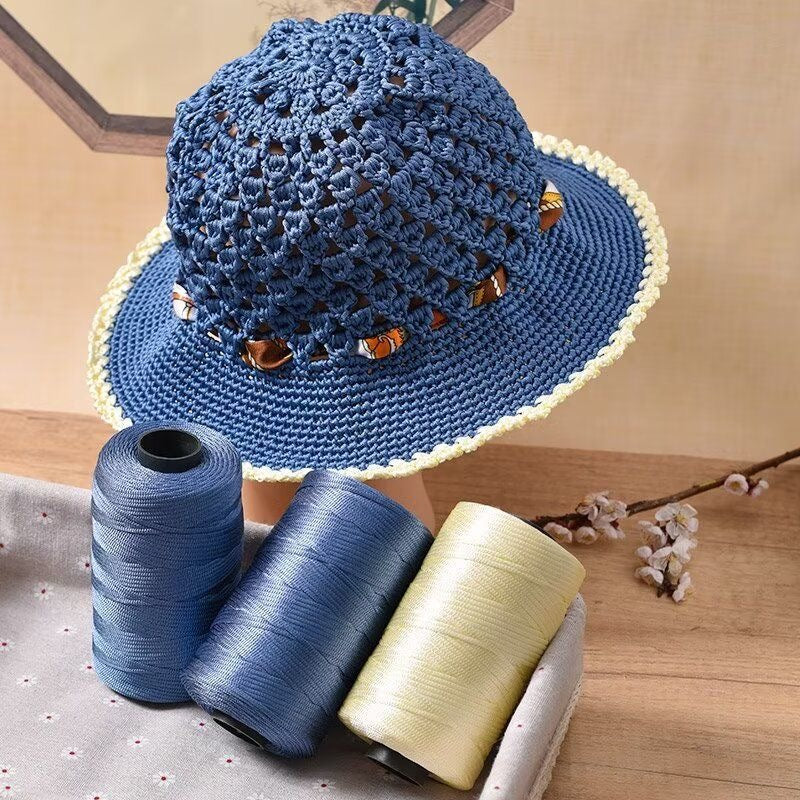 Mercerized Cotton-Linen Flat Yarn 250g – 2.5mm Glossy Cord for Crochet Bags, Hats, Cushions | Free Crochet Tools