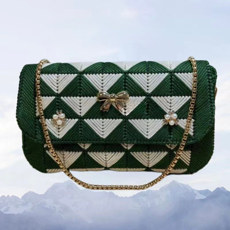 DIY Crochet Kit – 3D Floral Crossbody Bag with Ice Silk Yarn & Full Accessories