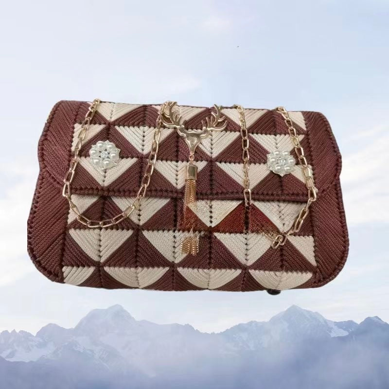 DIY Crochet Kit – 3D Floral Crossbody Bag with Ice Silk Yarn & Full Accessories