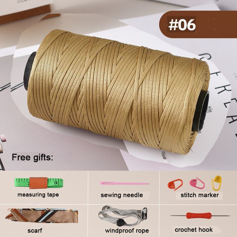 Mercerized Cotton-Linen Flat Yarn 250g – 2.5mm Glossy Cord for Crochet Bags, Hats, Cushions | Free Crochet Tools