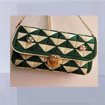 DIY Crochet Kit – 3D Floral Crossbody Bag with Ice Silk Yarn & Full Accessories
