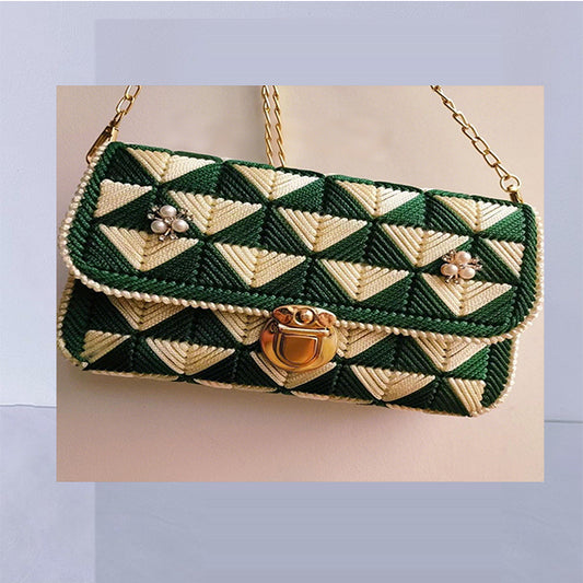 DIY Crochet Kit – 3D Floral Crossbody Bag with Ice Silk Yarn & Full Accessories