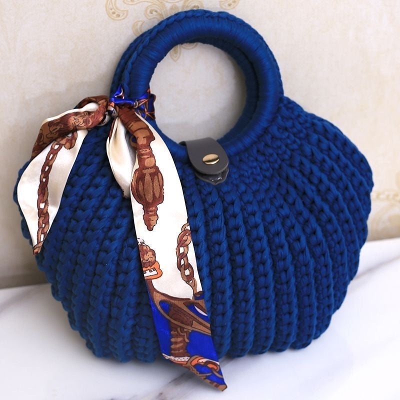 Handmade Shell Shape Bag | Chunky Yarn Crochet | With Free Scarf