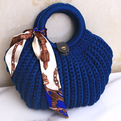 Handmade Shell Shape Bag | Chunky Yarn Crochet | With Free Scarf