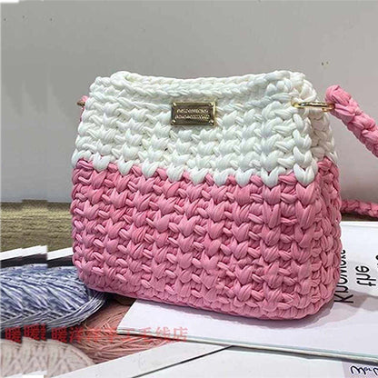 Handmade Tweed-Style T-Shirt Yarn Bag – Mini Crossbody in Chanel-Inspired Design