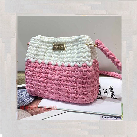 Handmade Tweed-Style T-Shirt Yarn Bag – Mini Crossbody in Chanel-Inspired Design