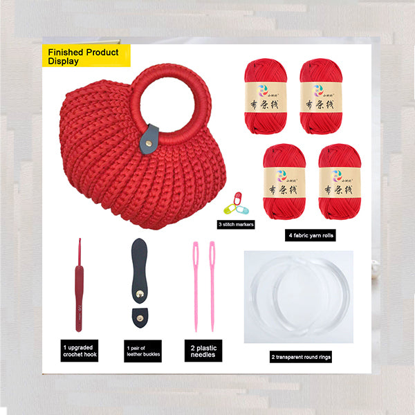 Fabric Strip Crochet Shell Bag DIY Kit (Not Finished Product) | Free Tutorial Included