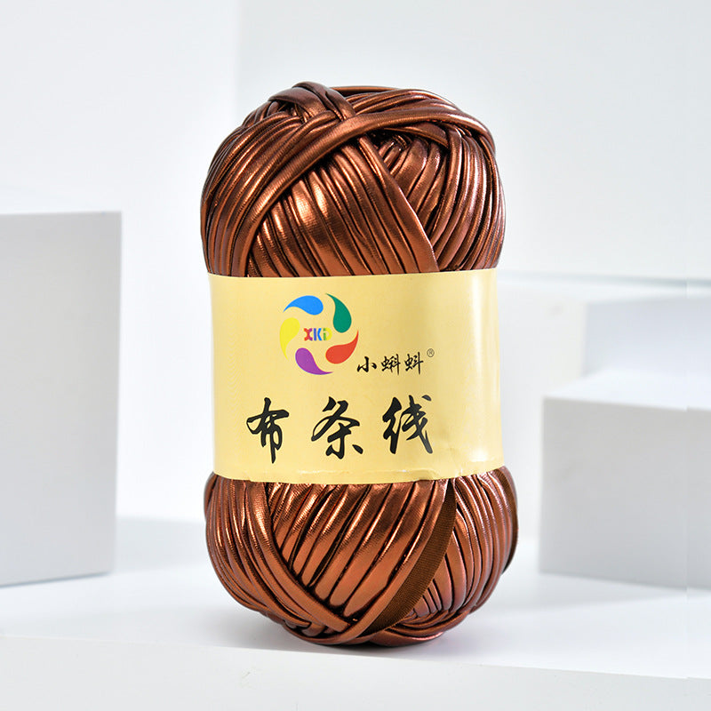 100g Metallic Shiny T-Shirt Yarn | 8CM Wide | Approx. 45M | DIY Yarn for Bags, Shoes & Hats