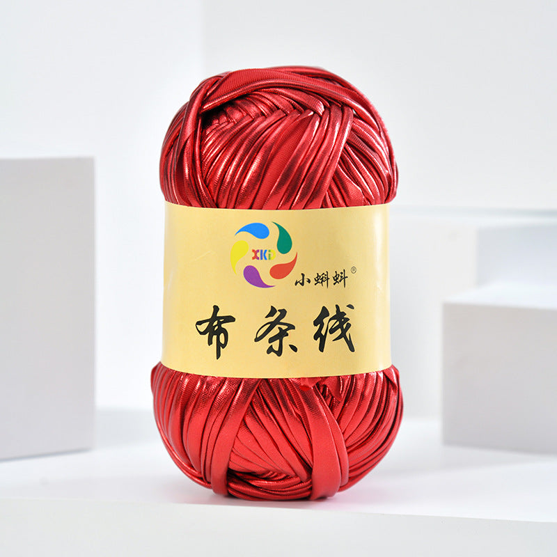 100g Metallic Shiny T-Shirt Yarn | 8CM Wide | Approx. 45M | DIY Yarn for Bags, Shoes & Hats