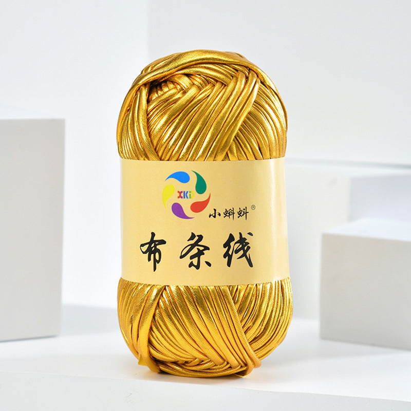 100g Metallic Shiny T-Shirt Yarn | 8CM Wide | Approx. 45M | DIY Yarn for Bags, Shoes & Hats