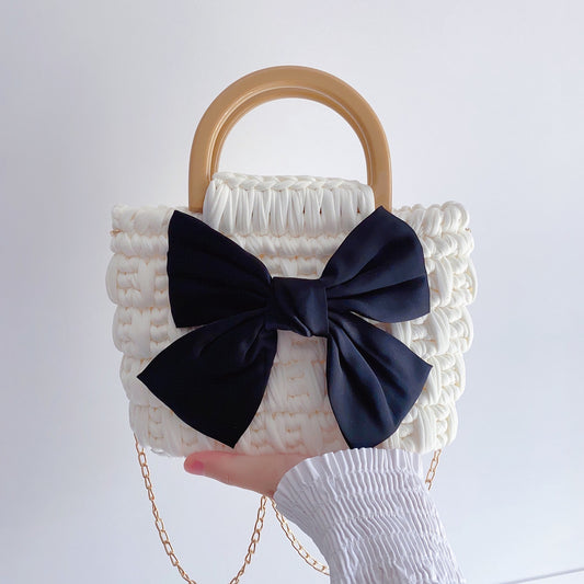 DIY T-Shirt Yarn Woven Bag with Bow | Handmade Gift | Material Kit Only