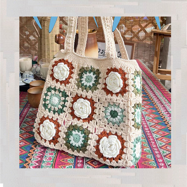 Handmade Crochet Shoulder Bag | 3D Flower Design | Ready to Ship