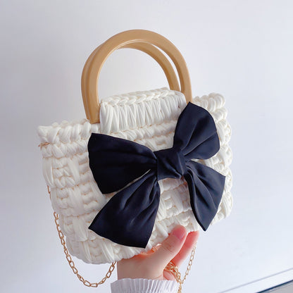 DIY T-Shirt Yarn Woven Bag with Bow | Handmade Gift | Material Kit Only