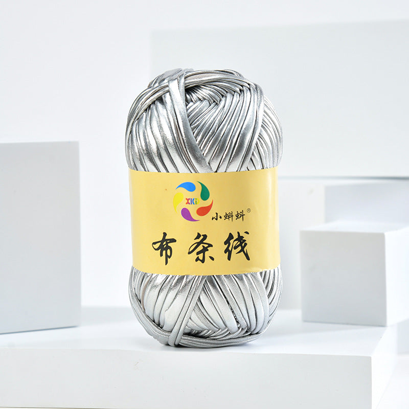 100g Metallic Shiny T-Shirt Yarn | 8CM Wide | Approx. 45M | DIY Yarn for Bags, Shoes & Hats