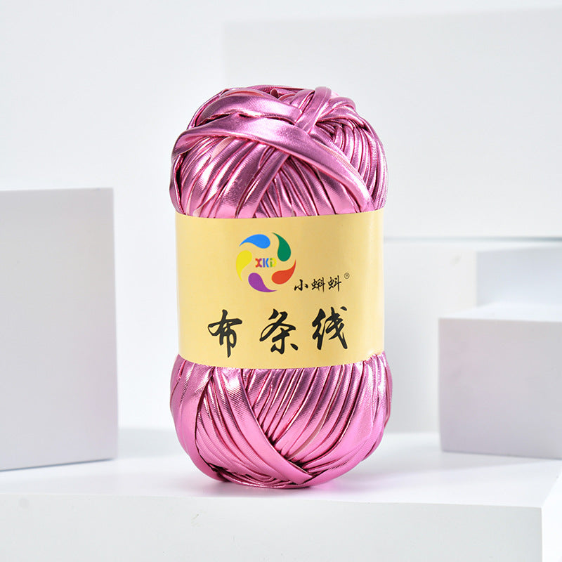 100g Metallic Shiny T-Shirt Yarn | 8CM Wide | Approx. 45M | DIY Yarn for Bags, Shoes & Hats