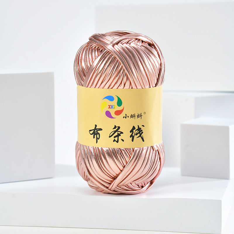 100g Metallic Shiny T-Shirt Yarn | 8CM Wide | Approx. 45M | DIY Yarn for Bags, Shoes & Hats