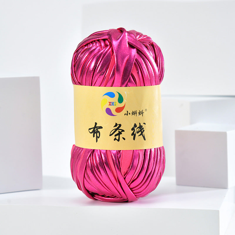 100g Metallic Shiny T-Shirt Yarn | 8CM Wide | Approx. 45M | DIY Yarn for Bags, Shoes & Hats