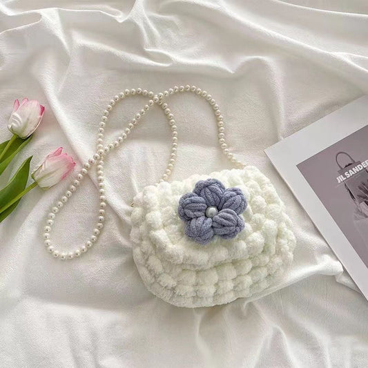 DIY Crochet Saddle Bag Kit with Puff Stitch Flowers (Not Finished Product)