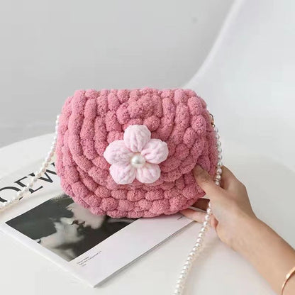 DIY Crochet Saddle Bag Kit with Puff Stitch Flowers (Not Finished Product)