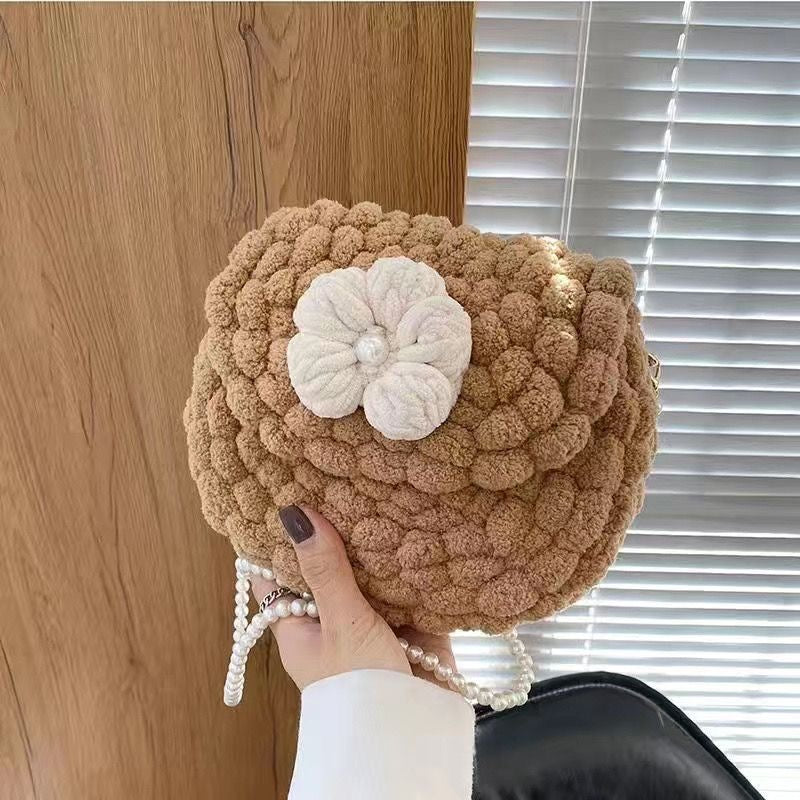 DIY Crochet Saddle Bag Kit with Puff Stitch Flowers (Not Finished Product)