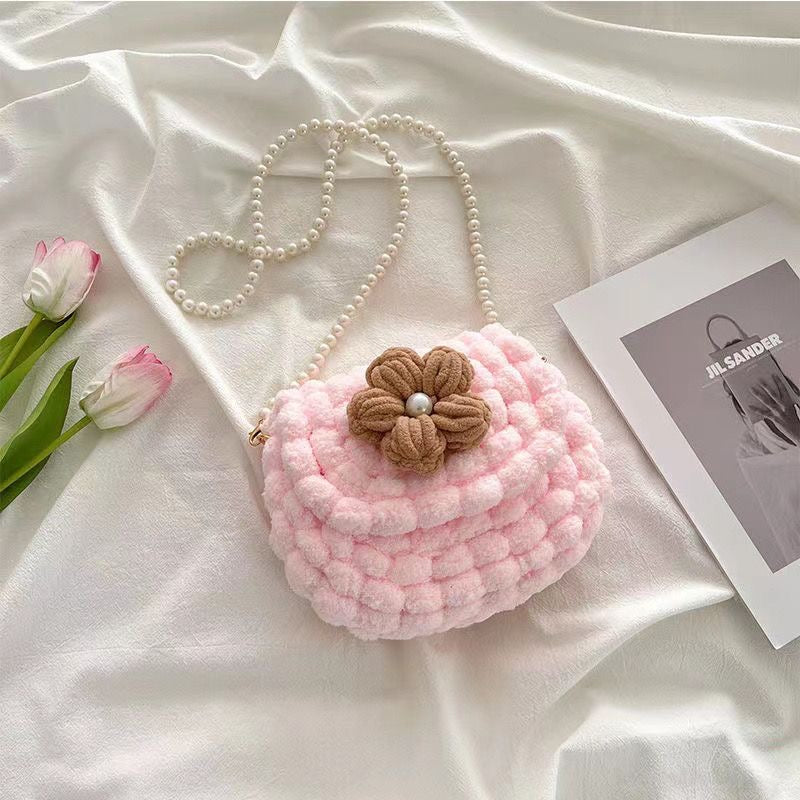 DIY Crochet Saddle Bag Kit with Puff Stitch Flowers (Not Finished Product)