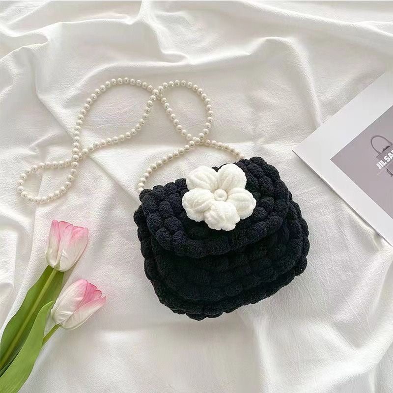 DIY Crochet Saddle Bag Kit with Puff Stitch Flowers (Not Finished Product)