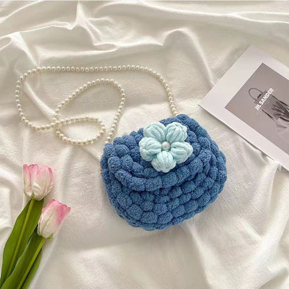 DIY Crochet Saddle Bag Kit with Puff Stitch Flowers (Not Finished Product)