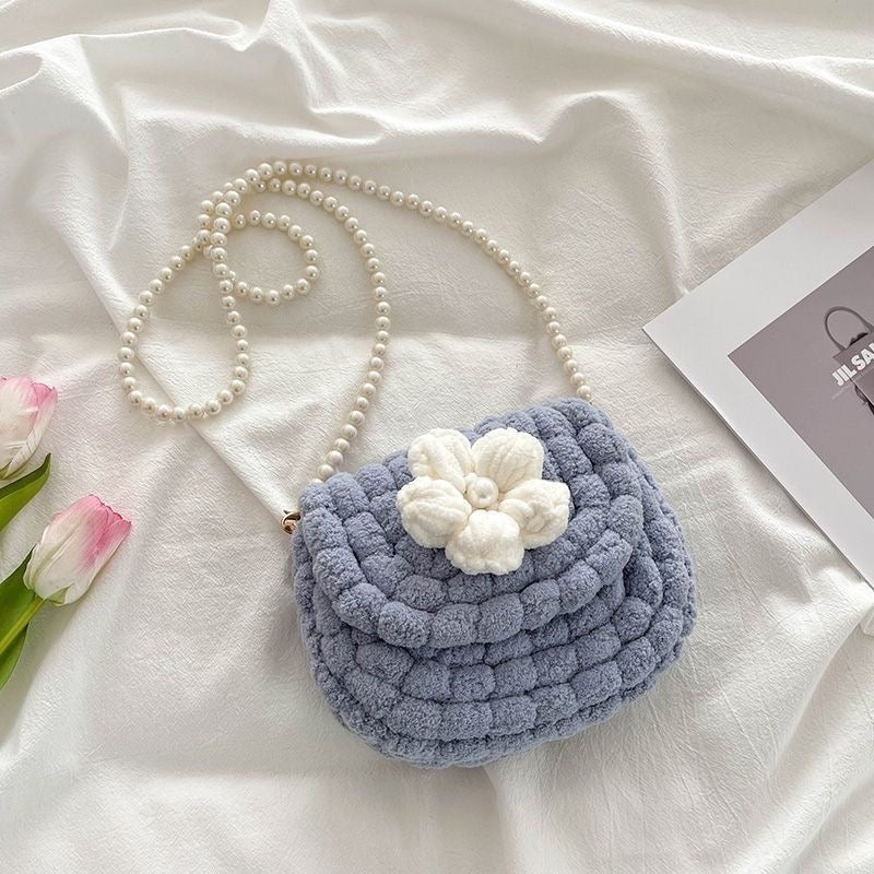 DIY Crochet Saddle Bag Kit with Puff Stitch Flowers (Not Finished Product)
