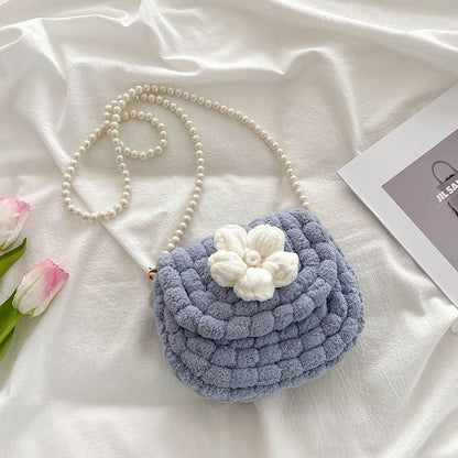 DIY Crochet Saddle Bag Kit with Puff Stitch Flowers (Not Finished Product)