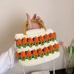 DIY Handmade Tulip & Rose Flower Fabric Tote Bag Kit (Not Finished Product)