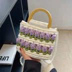 DIY Handmade Tulip & Rose Flower Fabric Tote Bag Kit (Not Finished Product)