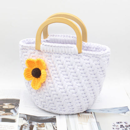 New Wheat Ear Flower Woven Bag DIY Kit (Not Finished Product) | Handmade Crochet Tote