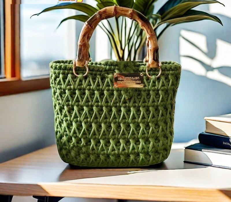 DIY T-Shirt Yarn Crochet Tote Bag Kit | Handmade Woman’s Bag (Not Finished Product)