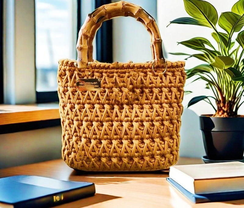 DIY T-Shirt Yarn Crochet Tote Bag Kit | Handmade Woman’s Bag (Not Finished Product)