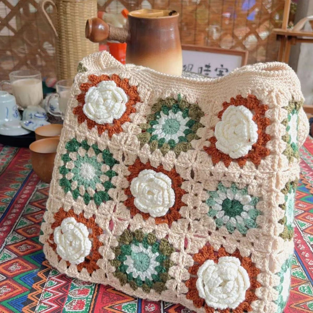 Handmade Crochet Shoulder Bag | 3D Flower Design | Ready to Ship