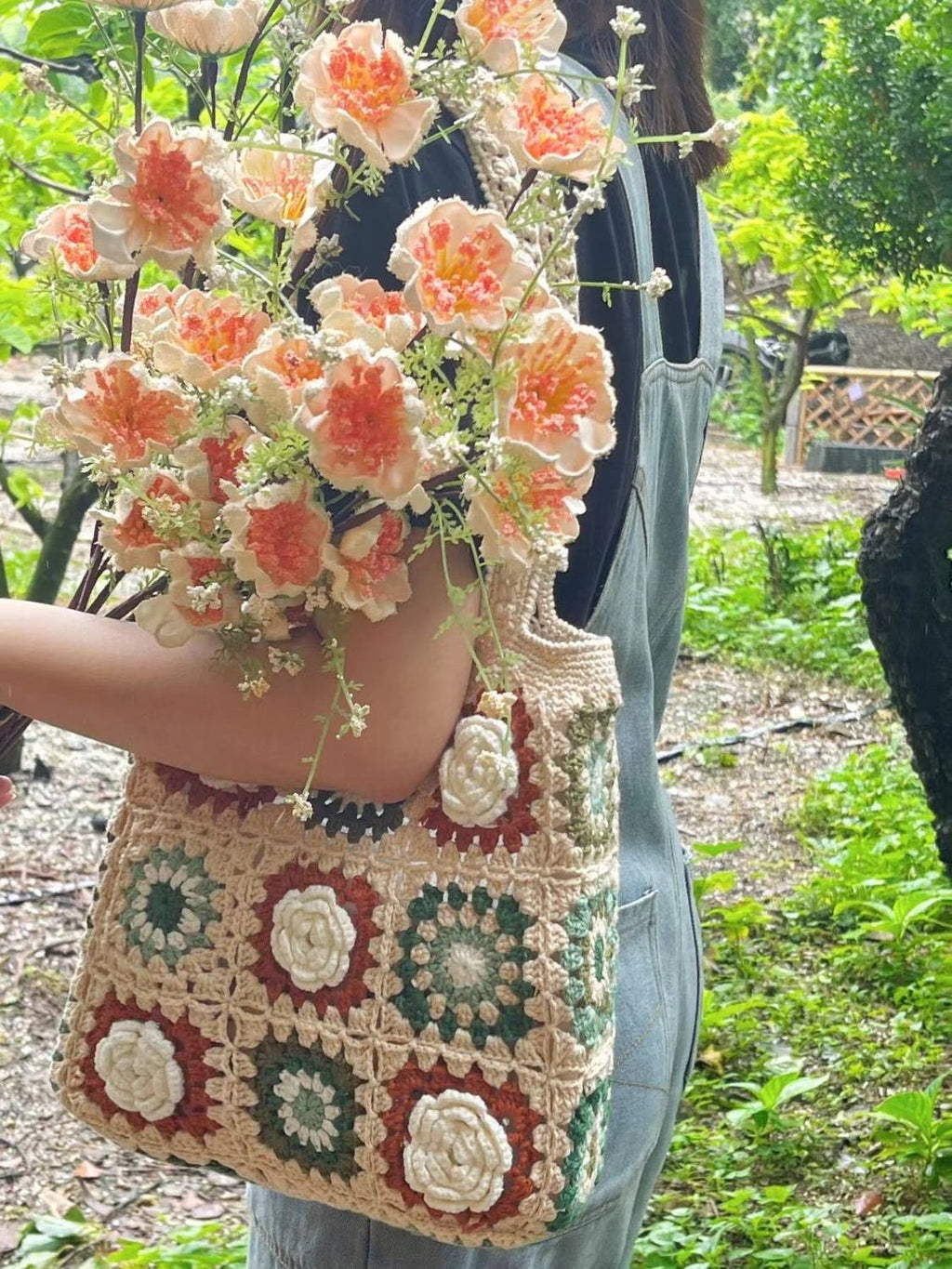 Handmade Crochet Shoulder Bag | 3D Flower Design | Ready to Ship