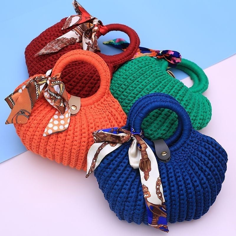 Handmade Shell Shape Bag | Chunky Yarn Crochet | With Free Scarf