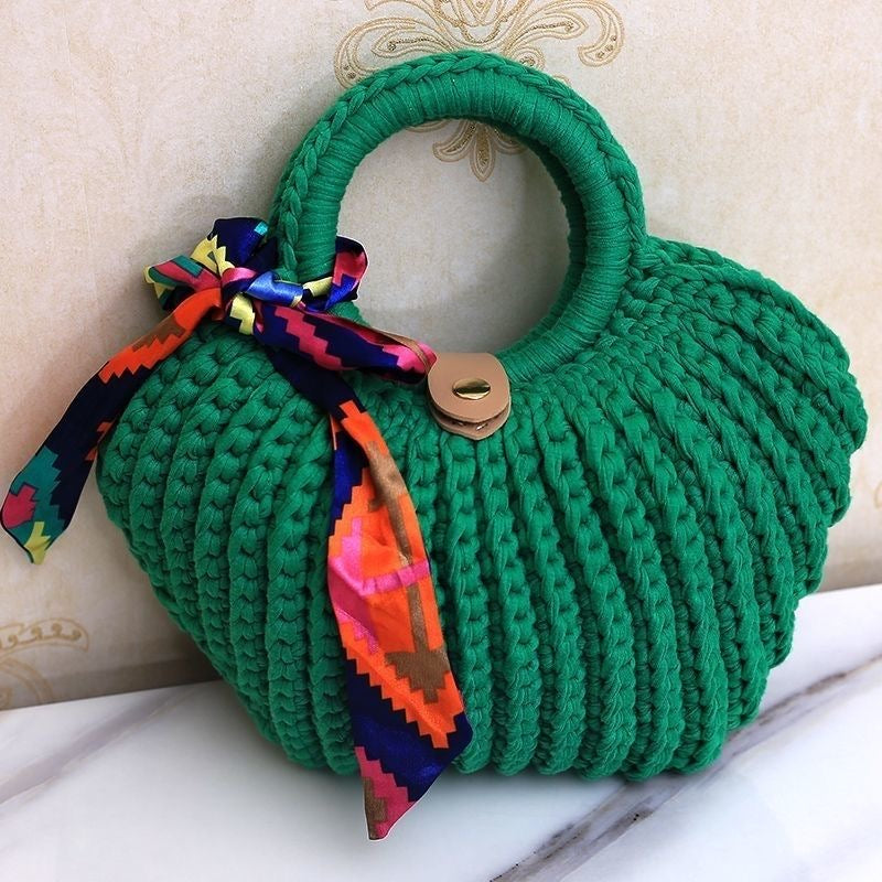 Handmade Shell Shape Bag | Chunky Yarn Crochet | With Free Scarf