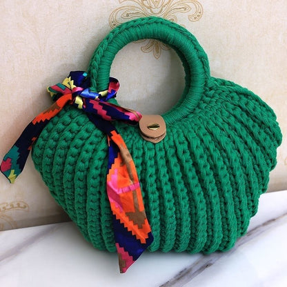 Handmade Shell Shape Bag | Chunky Yarn Crochet | With Free Scarf
