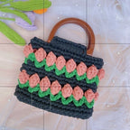 Tulip Crochet Handbag | Handmade Bag | Comes with Pearl Crossbody Chain