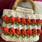 Tulip Crochet Handbag | Handmade Bag | Comes with Pearl Crossbody Chain