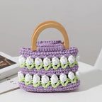 Tulip Crochet Handbag | Handmade Bag | Comes with Pearl Crossbody Chain