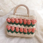 Tulip Crochet Handbag | Handmade Bag | Comes with Pearl Crossbody Chain