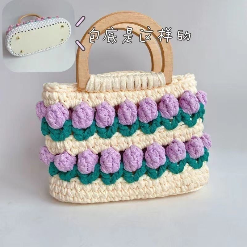 Tulip Crochet Handbag | Handmade Bag | Comes with Pearl Crossbody Chain